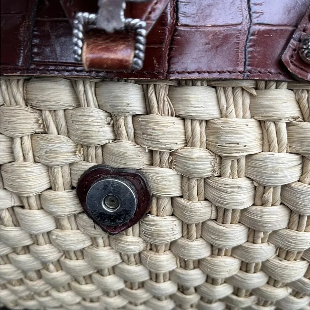 Brighton Woven Ruth Purse Bag Straw Wicker Natural Leather Trim Dr. Doctor Tote